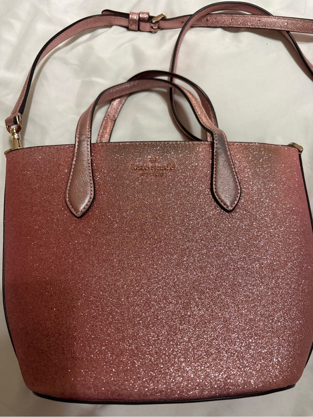 kate spade Rose Pink Glitter Tote with Removable Strap